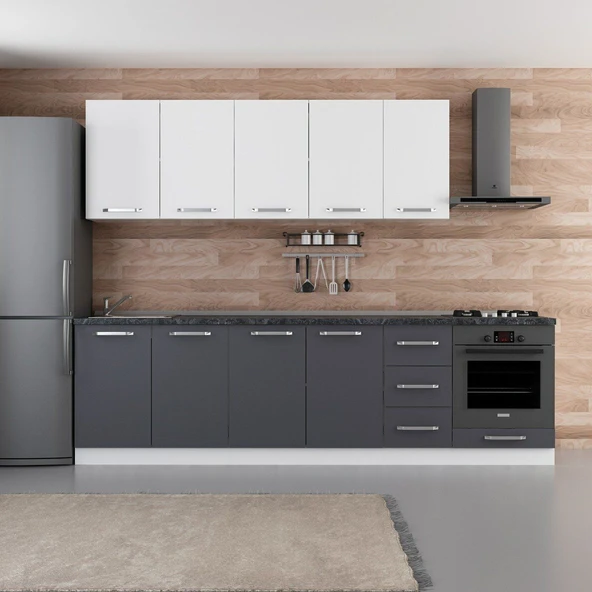 Minar 280 Cm Mutfak Dolabı Beyaz Antrasit 280-A9 ürün görseli