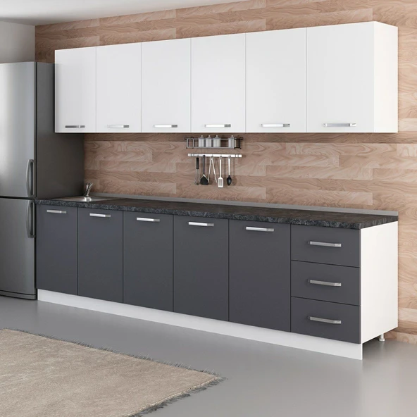 Minar 300 Cm Mutfak Dolabı Beyaz Antrasit 300-A2 - Resim 5