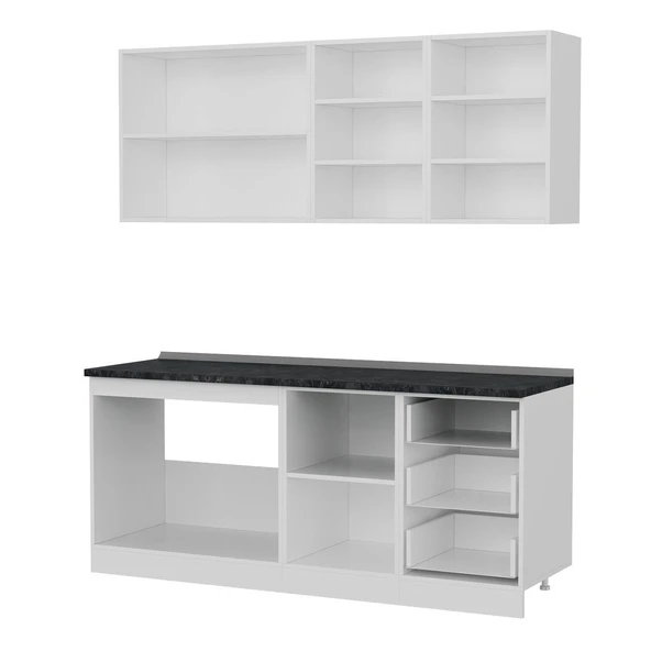 Minar 190 Cm Mutfak Dolabı Beyaz 190-B1 - Resim 4