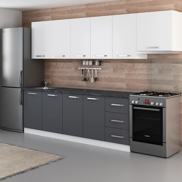 Minar 295 Cm Mutfak Dolabı Beyaz Antrasit 295-A4 - Resim 5