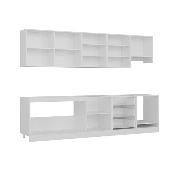 Minar 300 Cm Mutfak Dolabı Beyaz Antrasit 300-A12 - Resim 6