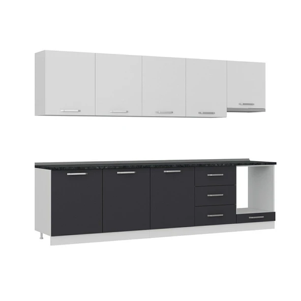 Minar 300 Cm Mutfak Dolabı Beyaz Antrasit 300-A12 - Resim 3