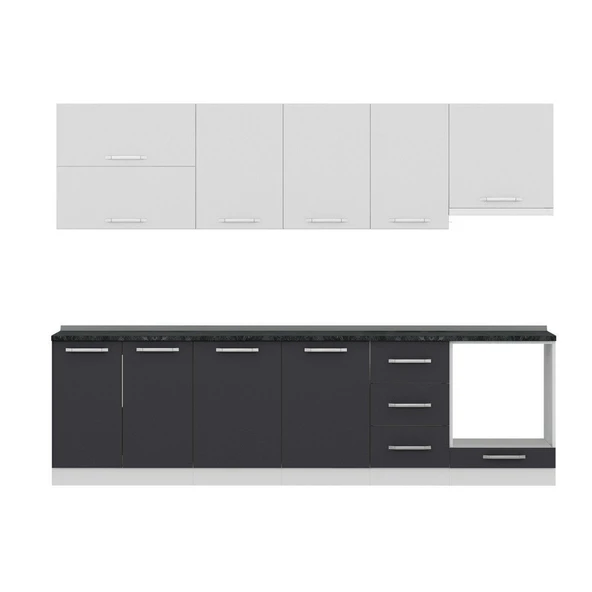 Minar 285 Cm Mutfak Dolabı Beyaz Antrasit 285-A5 - Resim 2