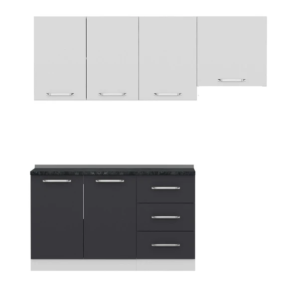 Minar 200 Cm Mutfak Dolabı Beyaz Antrasit 200-A4 - Resim 6