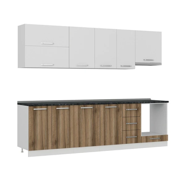 Minar 275 Cm Mutfak Dolabı Beyaz Dore 275-D5 - Resim 3