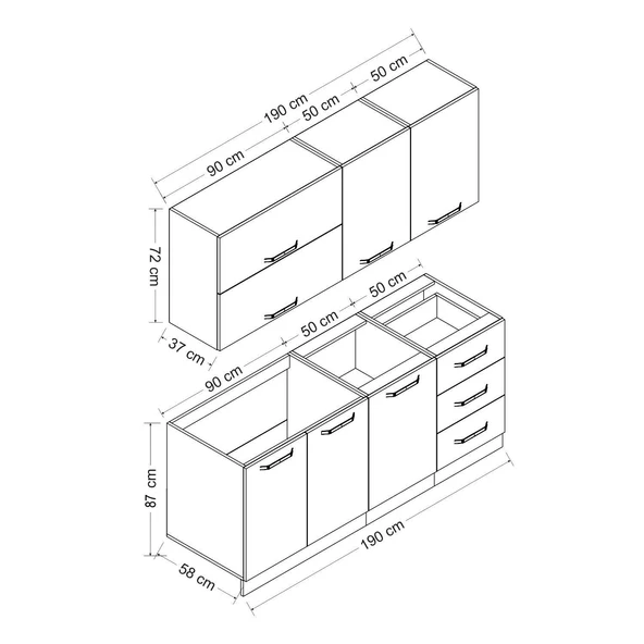 Minar 190 Cm Mutfak Dolabı Beyaz Dore 190-D2 - Resim 8