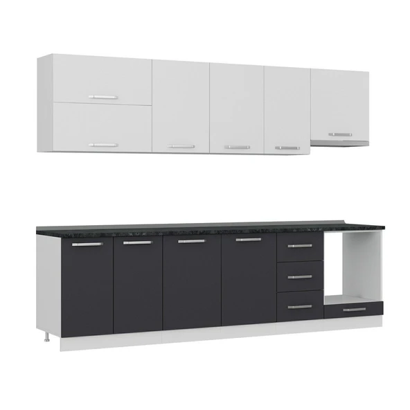 Minar 285 Cm Mutfak Dolabı Beyaz Antrasit 285-A5 - Resim 3