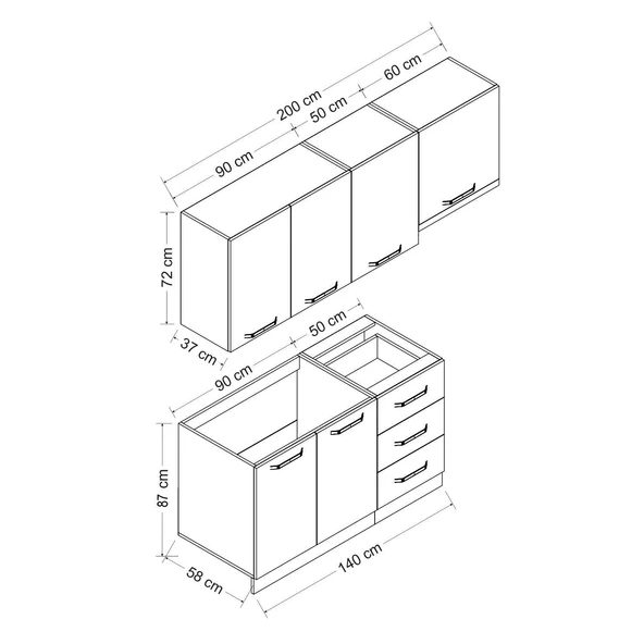 Minar 200 Cm Mutfak Dolabı Beyaz Antrasit 200-A4 - Resim 8