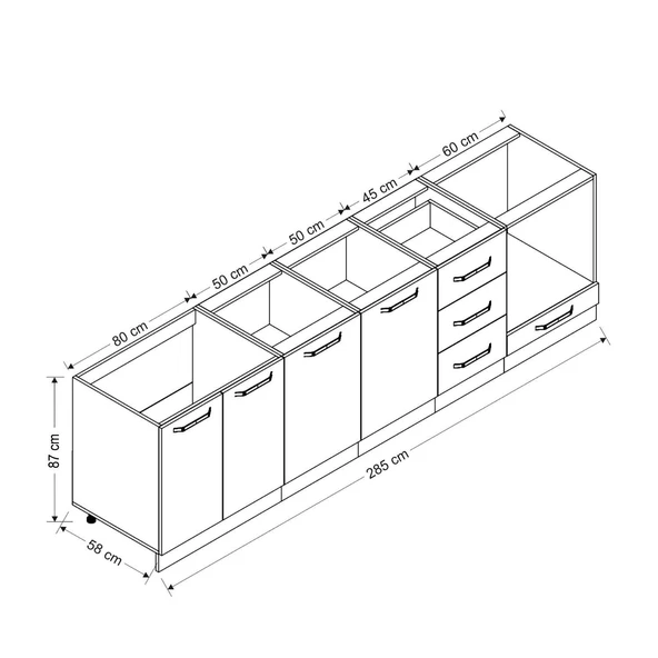 Minar 285 Cm Mutfak Dolabı Beyaz Dore 285-D3 - Resim 8