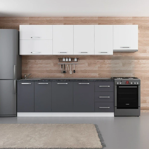 Minar 285 Cm Mutfak Dolabı Beyaz Antrasit 285-A4 ürün görseli