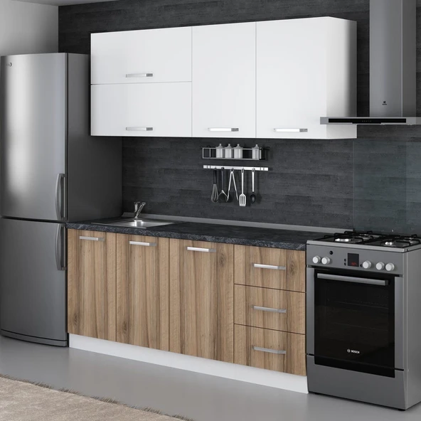 Minar 190 Cm Mutfak Dolabı Beyaz Dore 190-D2 - Resim 5