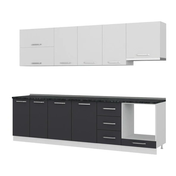 Minar 285 Cm Mutfak Dolabı Beyaz Antrasit 285-A5 - Resim 4