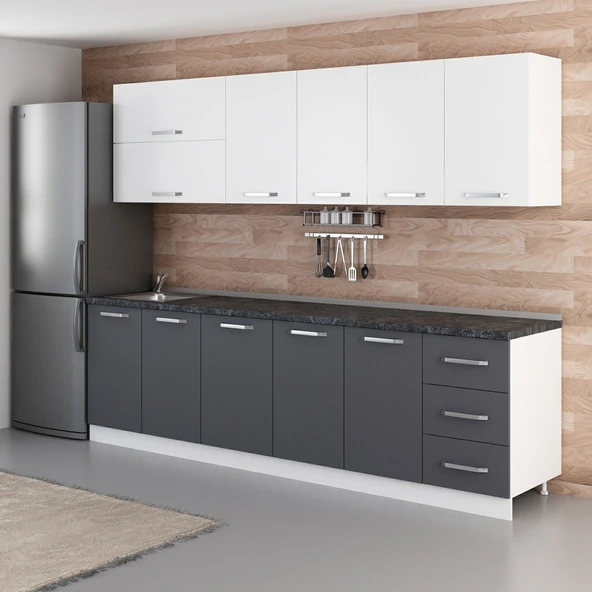 Minar 275 Cm Mutfak Dolabı Beyaz Antrasit 275-A2 - Resim 5