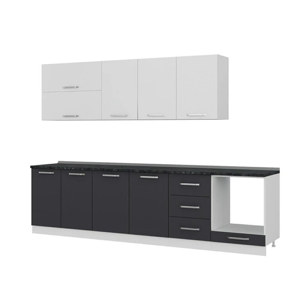 Minar 300 Cm Mutfak Dolabı Beyaz Antrasit 300-A7 - Resim 4