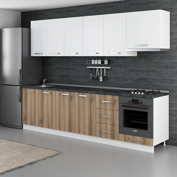 Minar 285 Cm Mutfak Dolabı Beyaz Dore 285-D8 - Resim 5