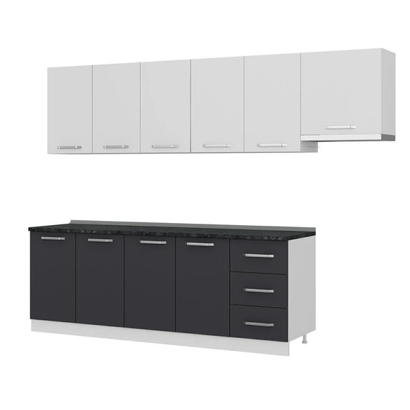 Minar 285 Cm Mutfak Dolabı Beyaz Antrasit 285-A7 - Resim 4