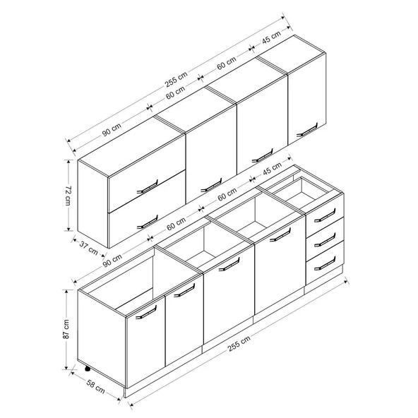 Minar 255 Cm Mutfak Dolabı Beyaz Dore 255-D2 - Resim 8