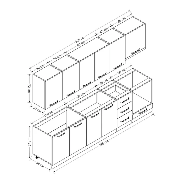 Minar 295 Cm Mutfak Dolabı Beyaz Antrasit 295-A5 - 8