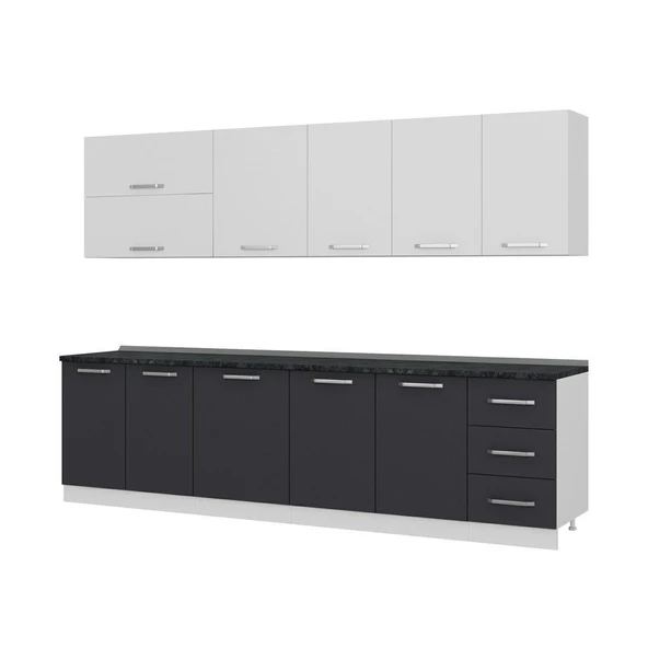 Minar 295 Cm Mutfak Dolabı Beyaz Antrasit 295-A1 - Resim 4