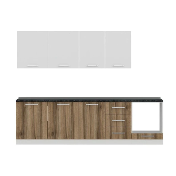 Minar 280 Cm Mutfak Dolabı Beyaz Dore 280-D3 - Resim 2