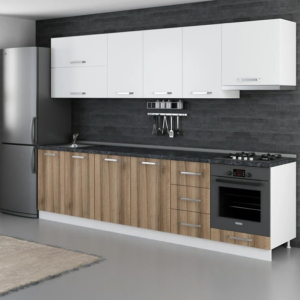 Minar 295 Cm Mutfak Dolabı Beyaz Dore 295-D8 - Resim 5