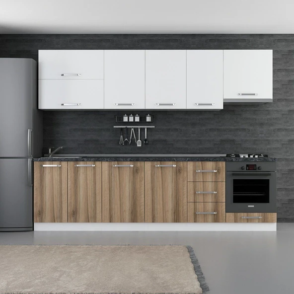 Minar 285 Cm Mutfak Dolabı Beyaz Dore 285-D5