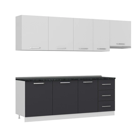 Minar 275 Cm Mutfak Dolabı Beyaz Antrasit 275-A7 - Resim 3