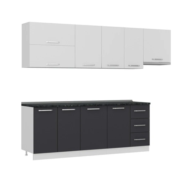 Minar 275 Cm Mutfak Dolabı Beyaz Antrasit 275-A4 - Resim 3