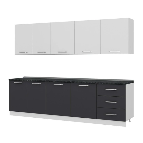 Minar 280 Cm Mutfak Dolabı Beyaz Antrasit 280-A2 - Resim 4