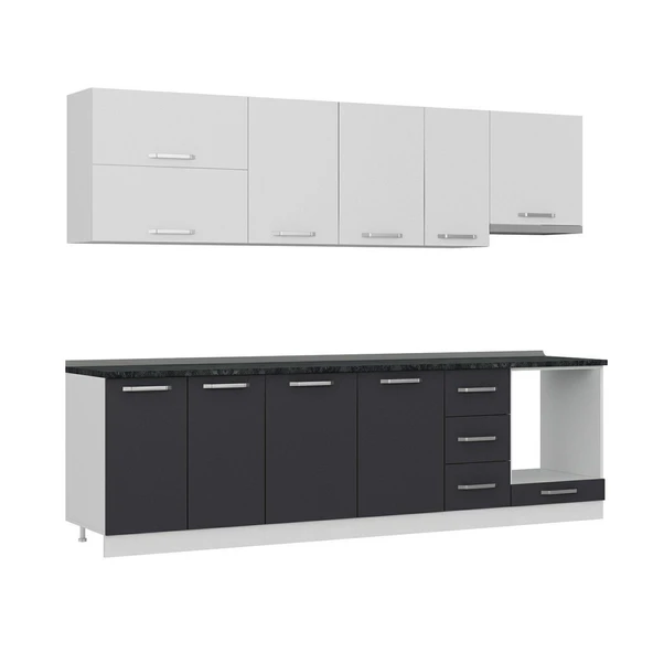 Minar 280 Cm Mutfak Dolabı Beyaz Antrasit 280-A8 - Resim 3