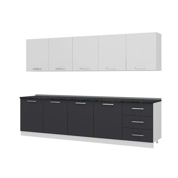 Minar 300 Cm Mutfak Dolabı Beyaz Antrasit 300-A3 - Resim 4