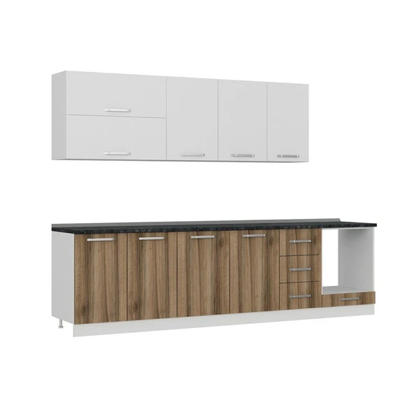 Minar 295 Cm Mutfak Dolabı Beyaz Dore 295-D6 - Resim 3