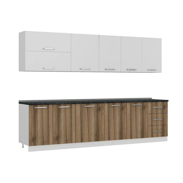 Minar 300 Cm Mutfak Dolabı Beyaz Dore 300-D1 - Resim 3