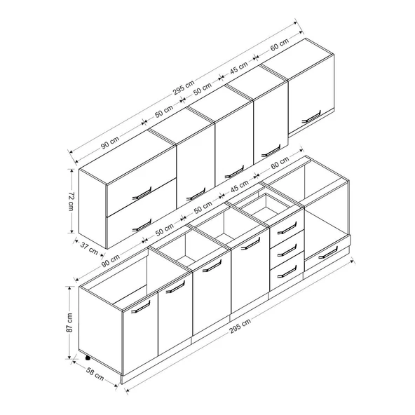 Minar 295 Cm Mutfak Dolabı Beyaz 295-B8 - Resim 8