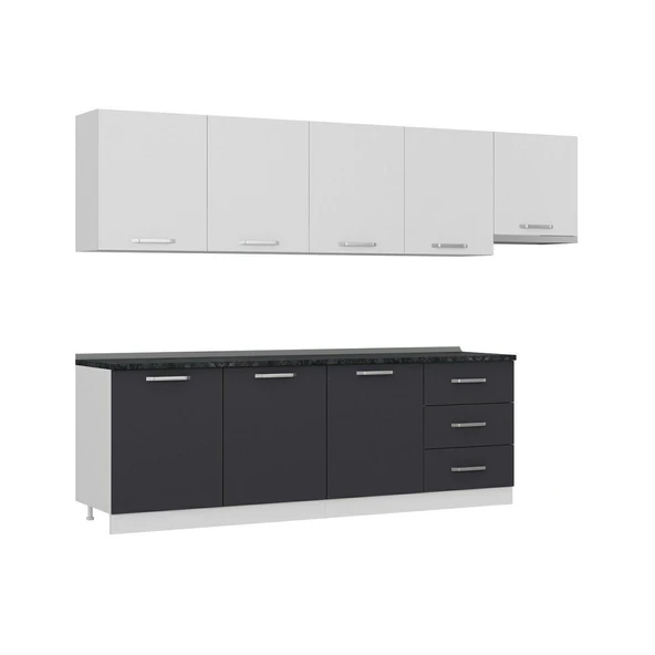 Minar 300 Cm Mutfak Dolabı Beyaz Antrasit 300-A11 - Resim 3