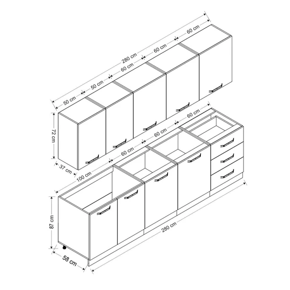 Minar 280 Cm Mutfak Dolabı Beyaz Antrasit 280-A2 - Resim 8
