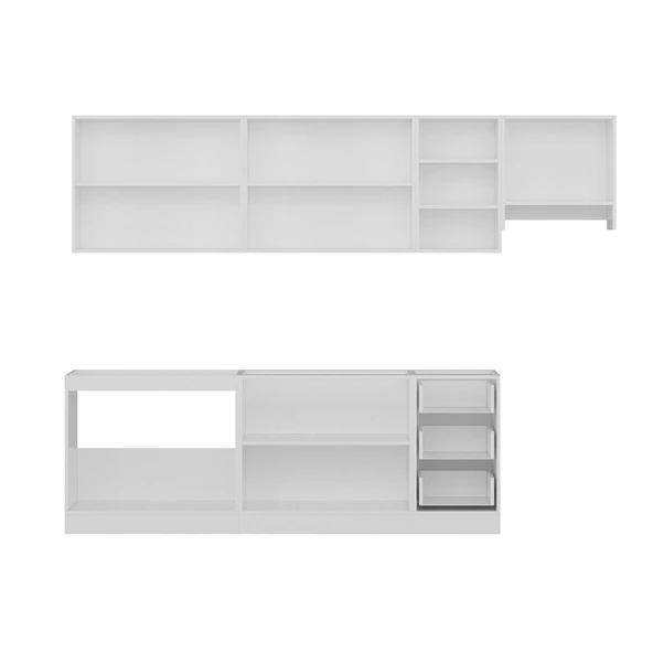 Minar 285 Cm Mutfak Dolabı Beyaz Antrasit 285-A7 - Resim 7