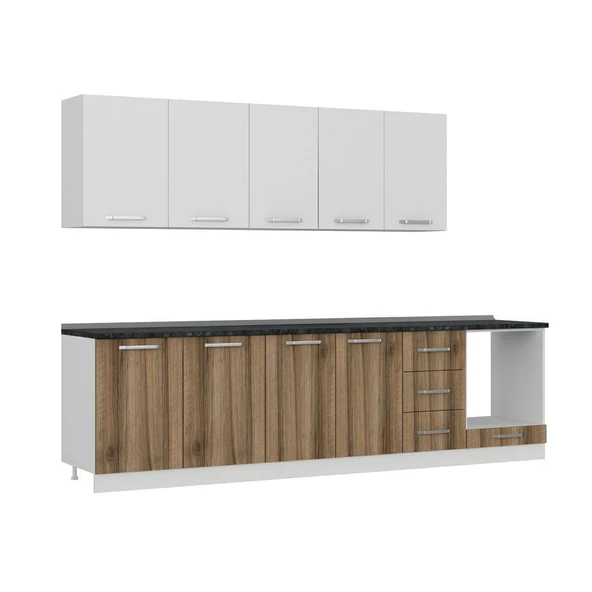 Minar 295 Cm Mutfak Dolabı Beyaz Dore 295-D3 - Resim 3