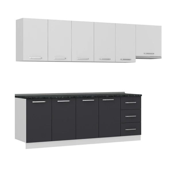 Minar 285 Cm Mutfak Dolabı Beyaz Antrasit 285-A7 - Resim 3