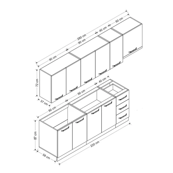 Minar 280 Cm Mutfak Dolabı Beyaz Dore 280-D10 - Resim 8