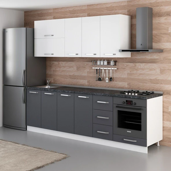 Minar 260 Cm Mutfak Dolabı Beyaz Antrasit 260-A3 - Resim 5