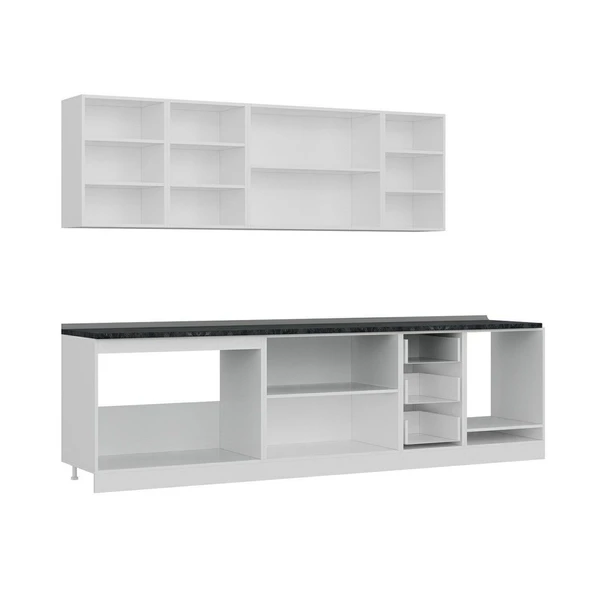 Minar 295 Cm Mutfak Dolabı Beyaz Dore 295-D3 - Resim 6