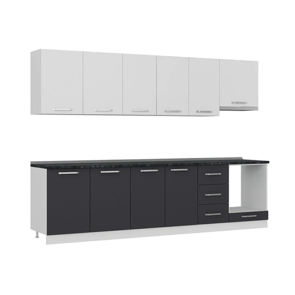 Minar 295 Cm Mutfak Dolabı Beyaz Antrasit 295-A5 - 3