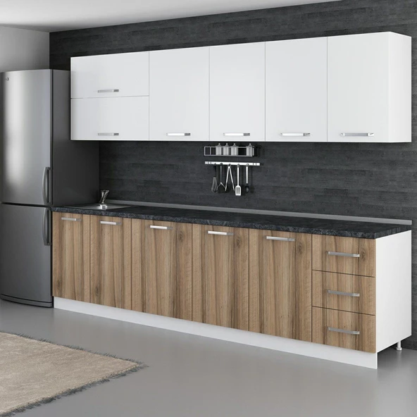 Minar 295 Cm Mutfak Dolabı Beyaz Dore 295-D1 - Resim 5