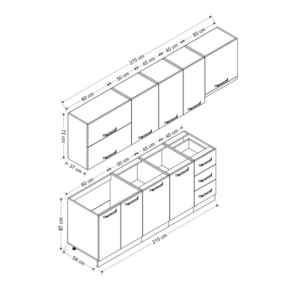 Minar 275 Cm Mutfak Dolabı Beyaz Antrasit 275-A4 - Resim 8