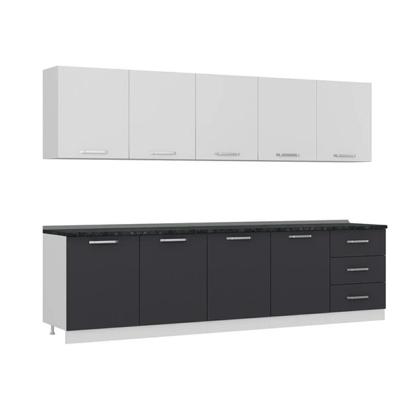 Minar 300 Cm Mutfak Dolabı Beyaz Antrasit 300-A3 - Resim 3