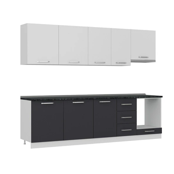 Minar 275 Cm Mutfak Dolabı Beyaz Antrasit 275-A8 - Resim 3