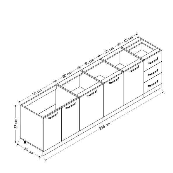 Minar 295 Cm Mutfak Dolabı Beyaz Dore 295-D1 - Resim 8