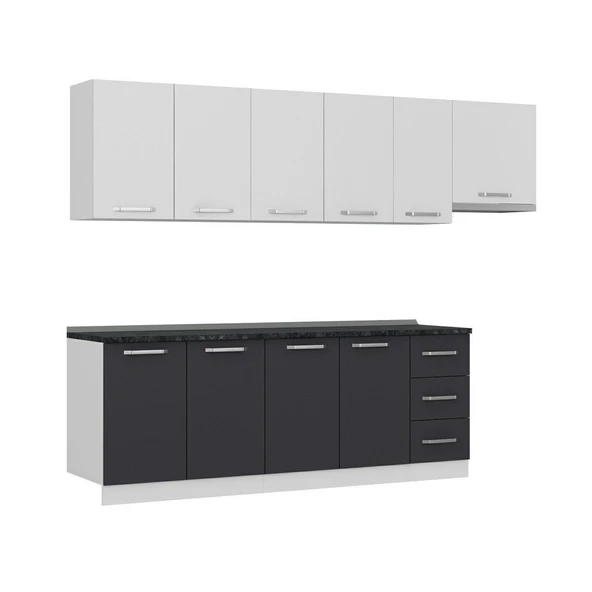 Minar 280 Cm Mutfak Dolabı Beyaz Antrasit 280-A10 - Resim 3