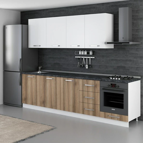 Minar 280 Cm Mutfak Dolabı Beyaz Dore 280-D3 - Resim 5